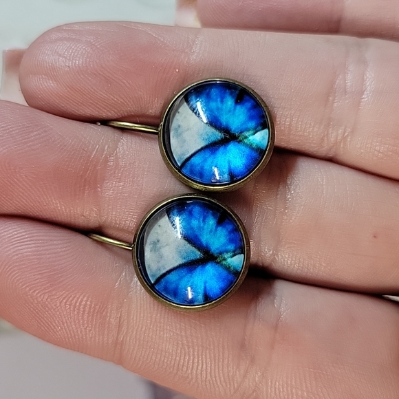 🔥LAST PAIR🔥 Mystic Butterfly Domed Drop Earrings - Picture 3 of 4